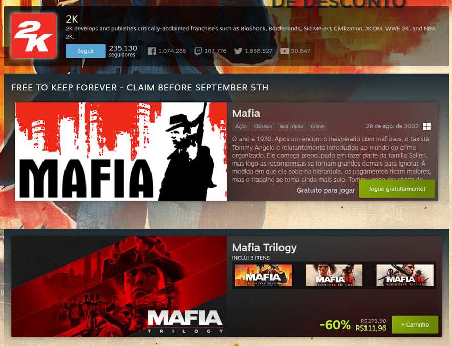 Jogo Grátis: Mafia está de graça na Steam (PC)