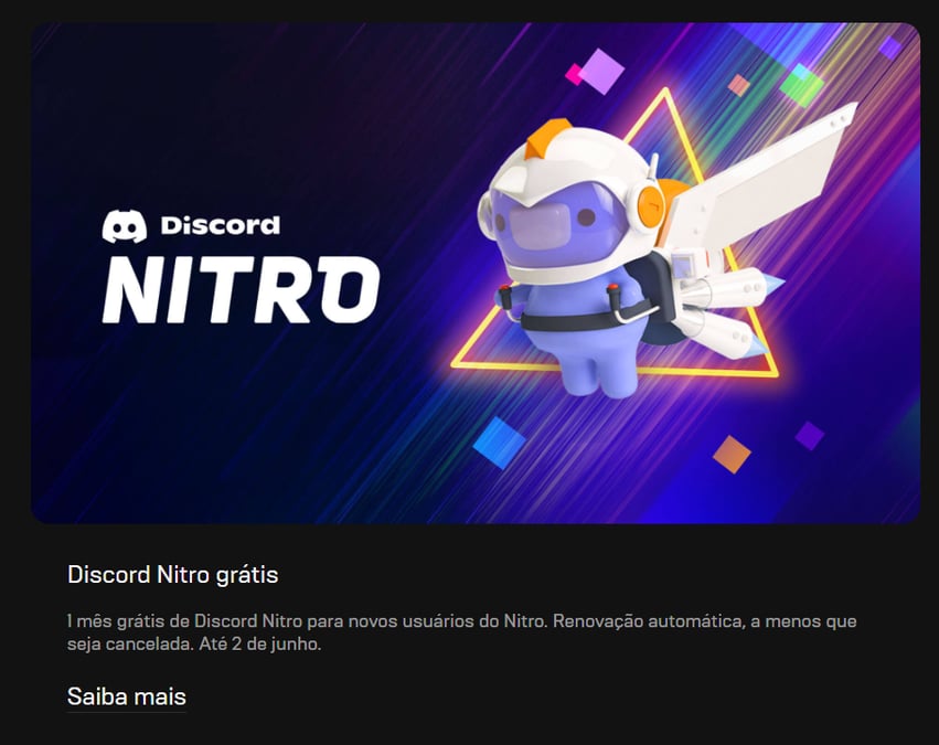 Epic games dá discord nitro de graça são 3 meses precisa confirma cartão de  crédito IS um ser com boa alma fez um cartão só pra isso criador do meme  compartilhouI informações