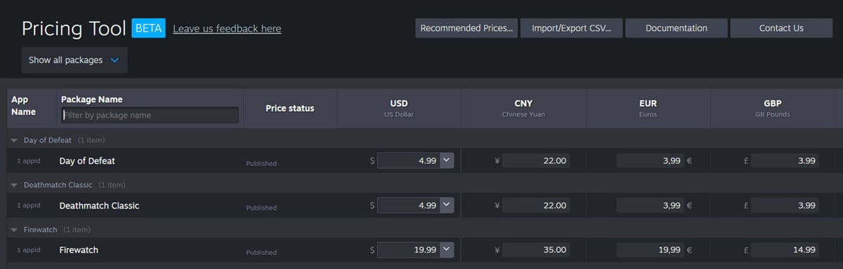 Datas de lançamento (documentação do Steamworks)