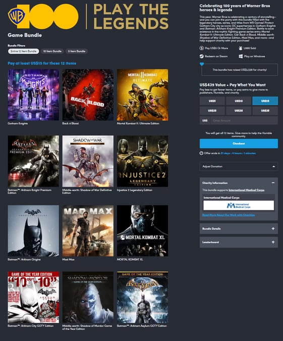 Warner Bros. Games Bundle - Jogos da Warner Bros. 