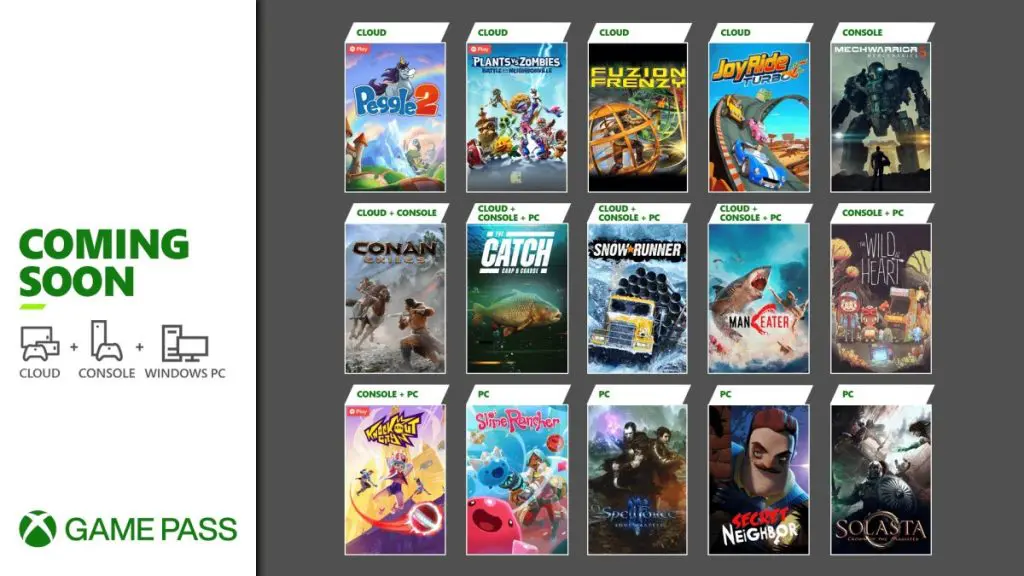 Xbox Game Pass Novos Jogos