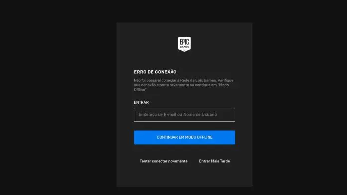 Epic Games fora do ar Epic Games fora do ar