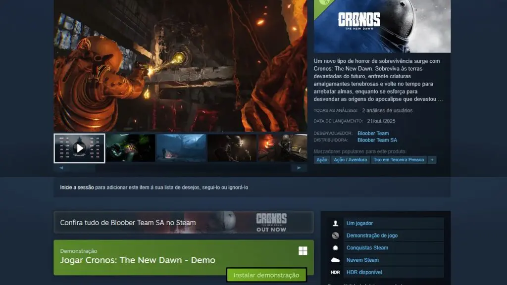 Cronos: The New Dawn no Steam