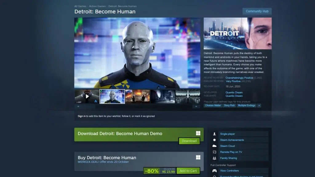 Detroit: Become Human no Steam