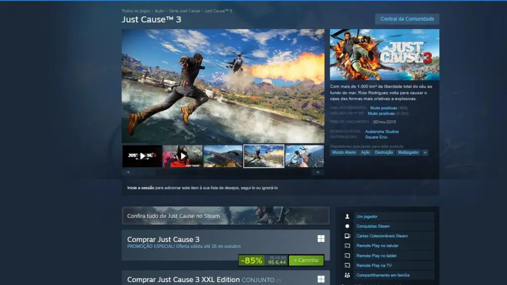 Just Cause 3 no Steam