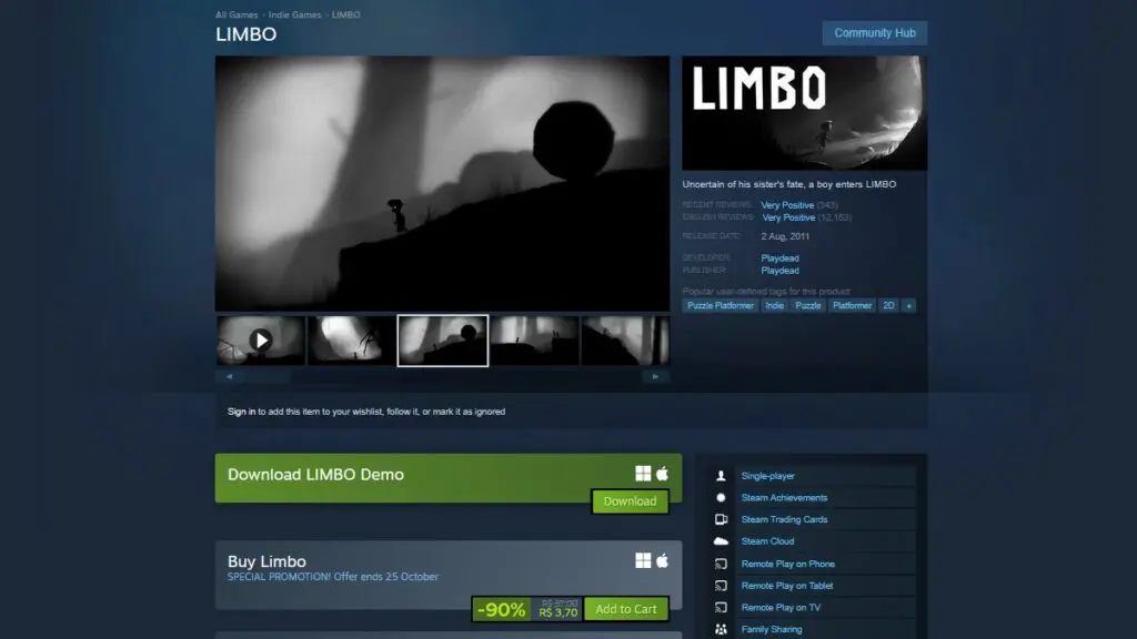 Limbo no Steam