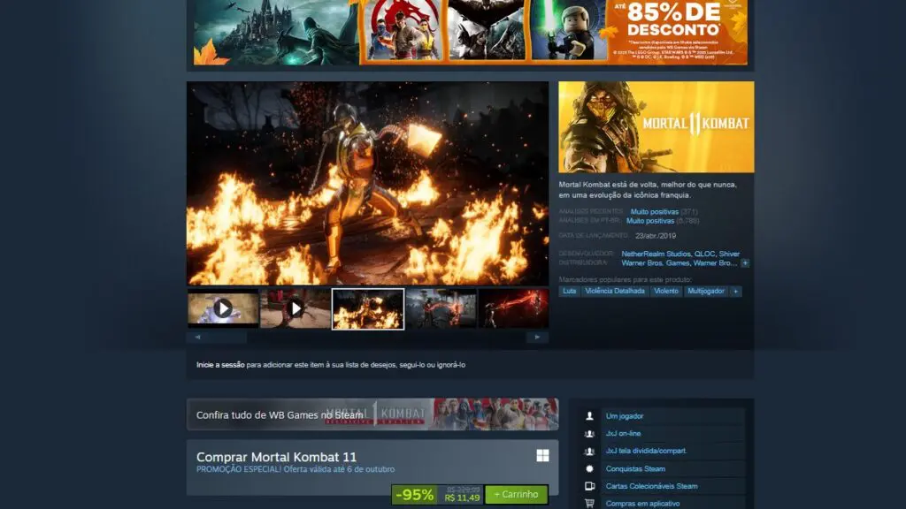 Mortal Kombat 11 no Steam