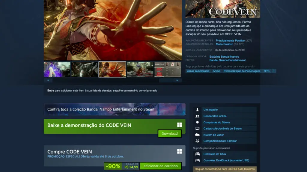 Code Vein no Steam