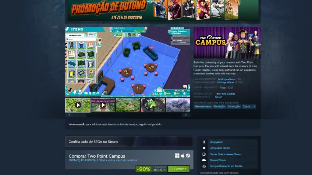 Two Point Campus no Steam