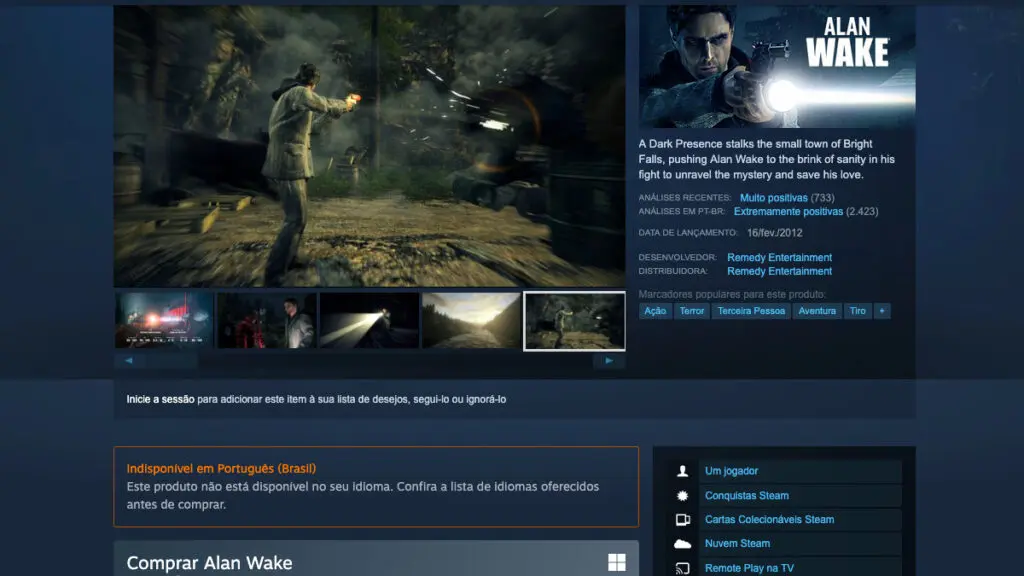 Alan Wake no Steam