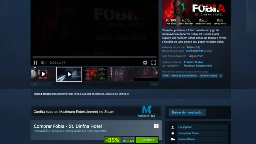 Fobia - St. Dinfna Hotel no Steam