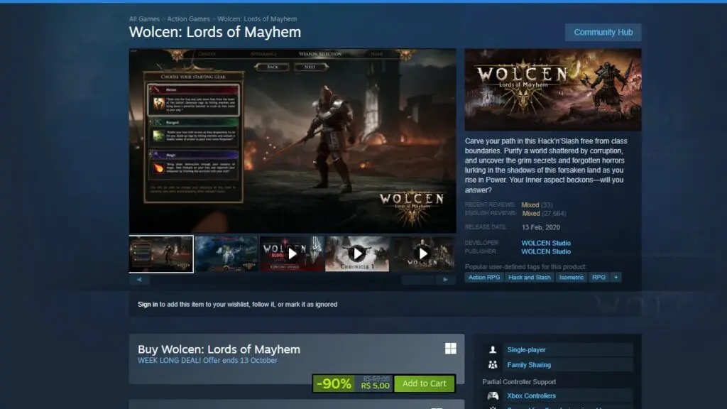 Wolcen Lords of Mayhem no Steam