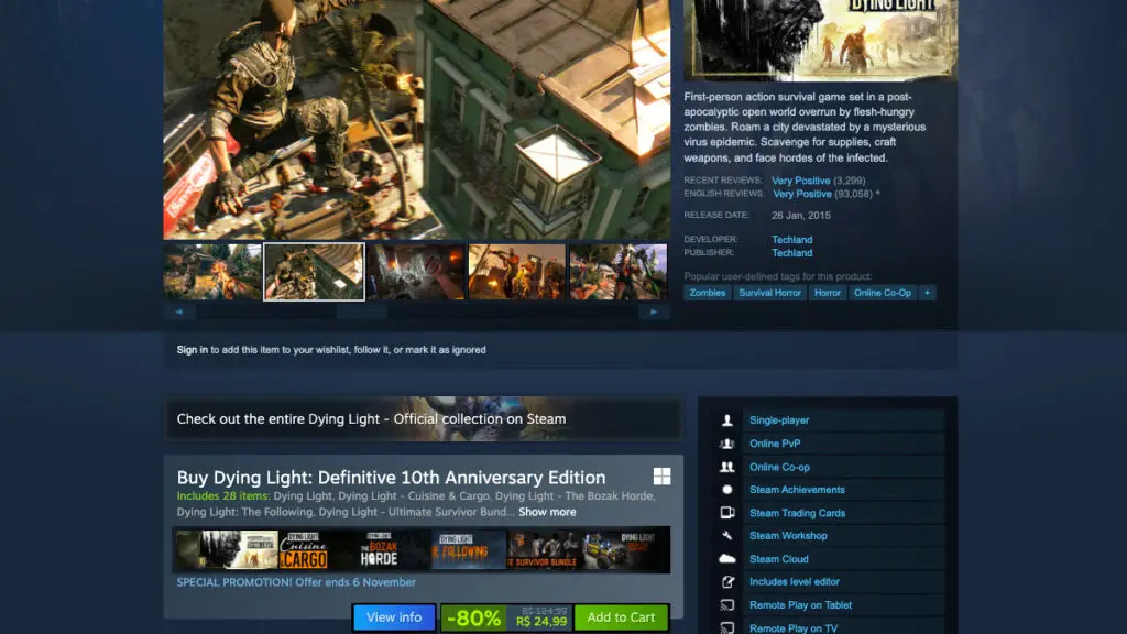 Dying Light no Steam