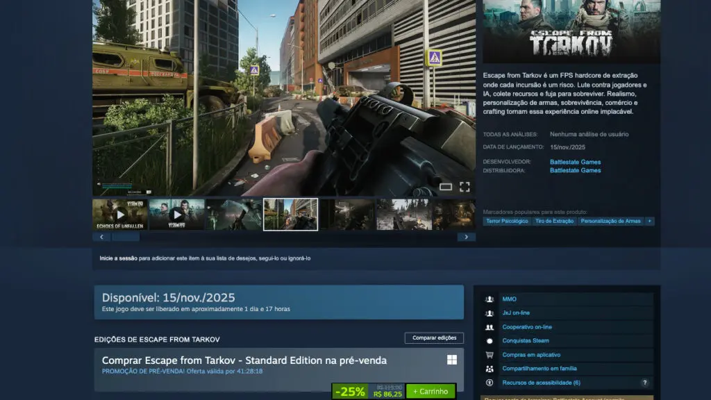 Escape from Tarkov no Steam