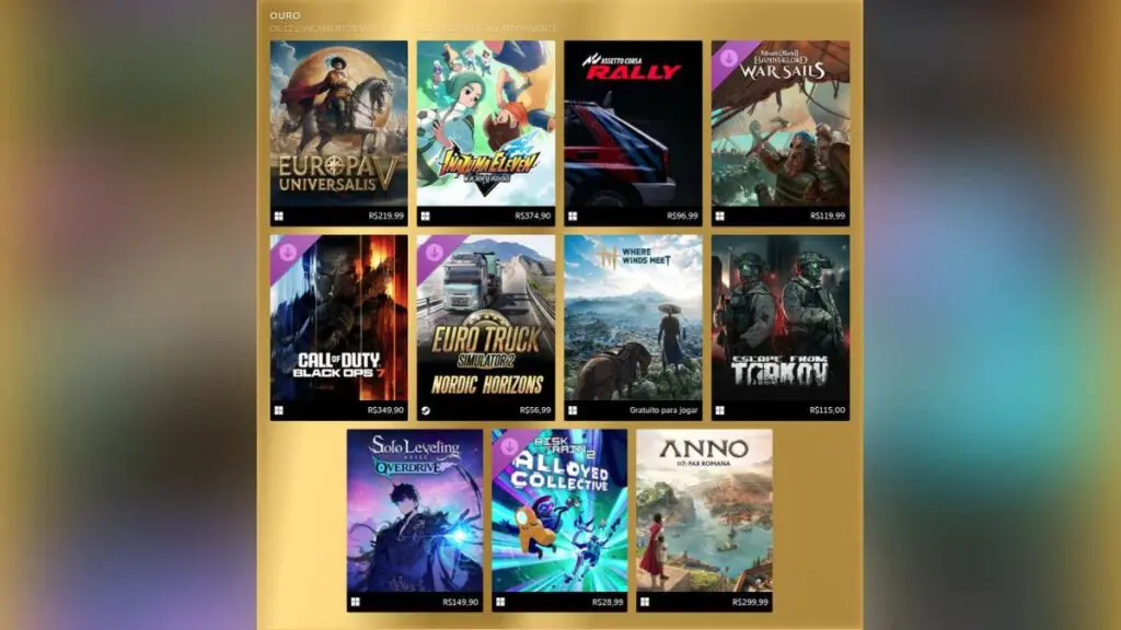 Mais vendidos de novembro-2025 no Steam