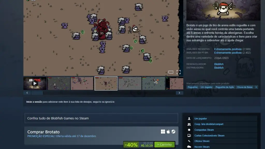 Página de Brotato no Steam