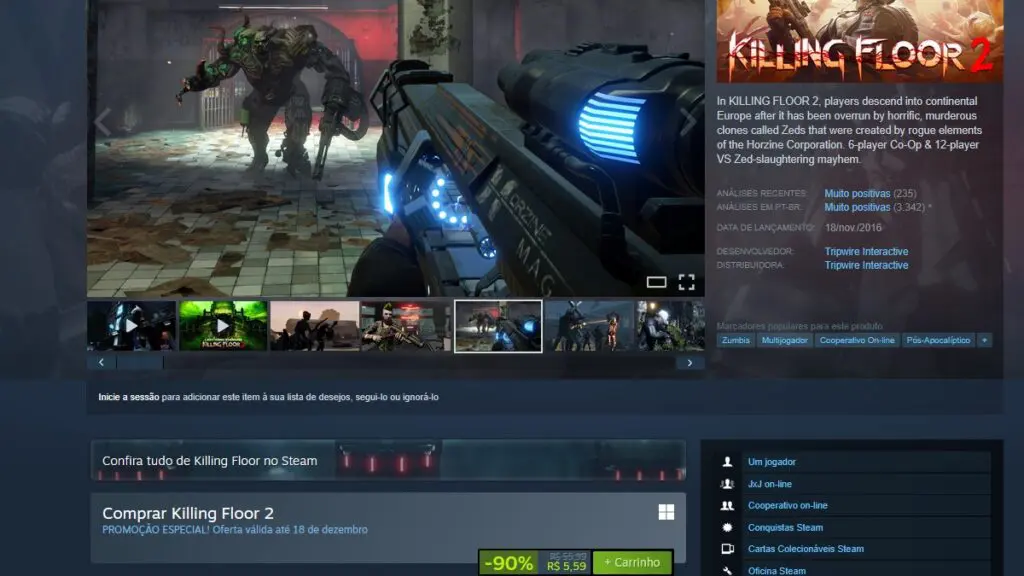 Página de Killing Floor 2 no Steam