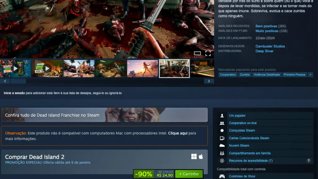 Página de Dead Island 2 no Steam