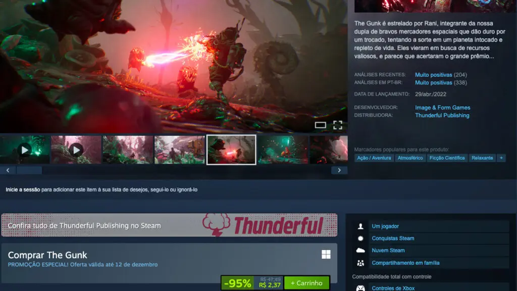 Página de The Gunk no Steam