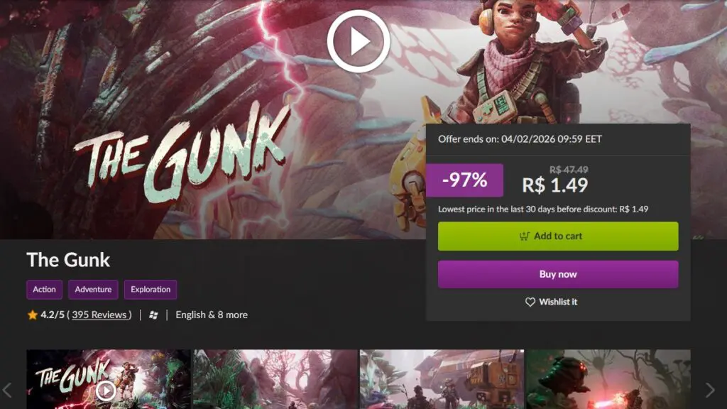Página de The Gunk no GOG