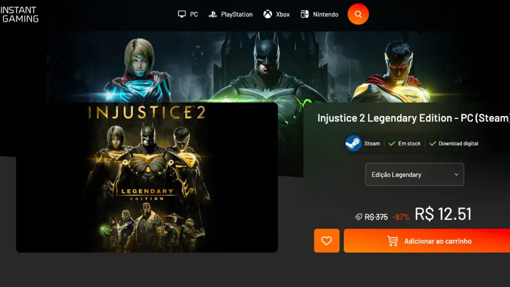 Página de Injustice 2 Legendary Edition na Instant Gaming