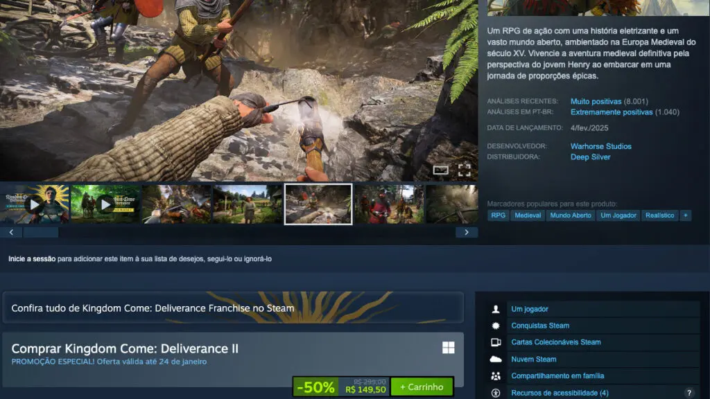 Página de Kingdom Come: Deliverance II no Steam