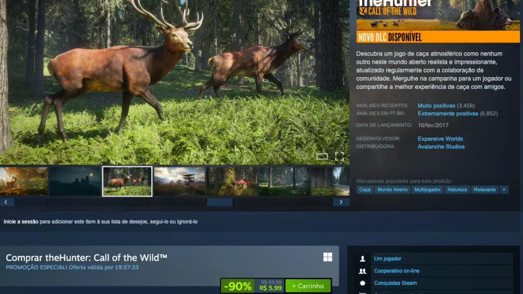 Página de theHunter: Call of the Wild no Steam