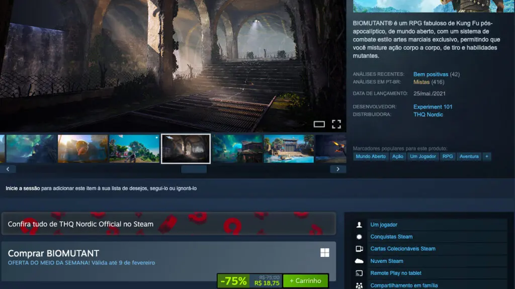 Página de BIOMUTANT no Steam