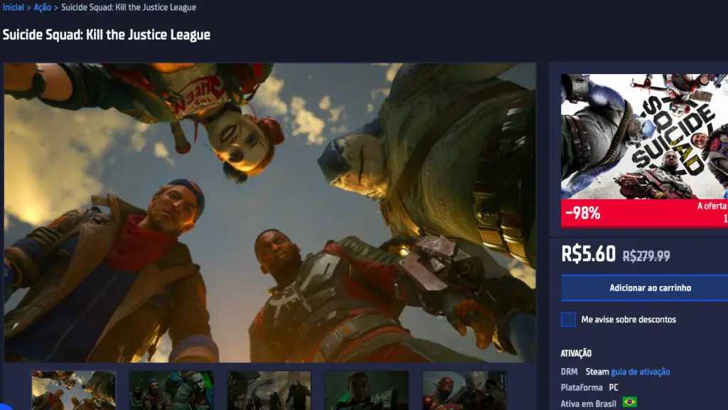 Página da promoção de Suicide Squad: Kill the Justice League