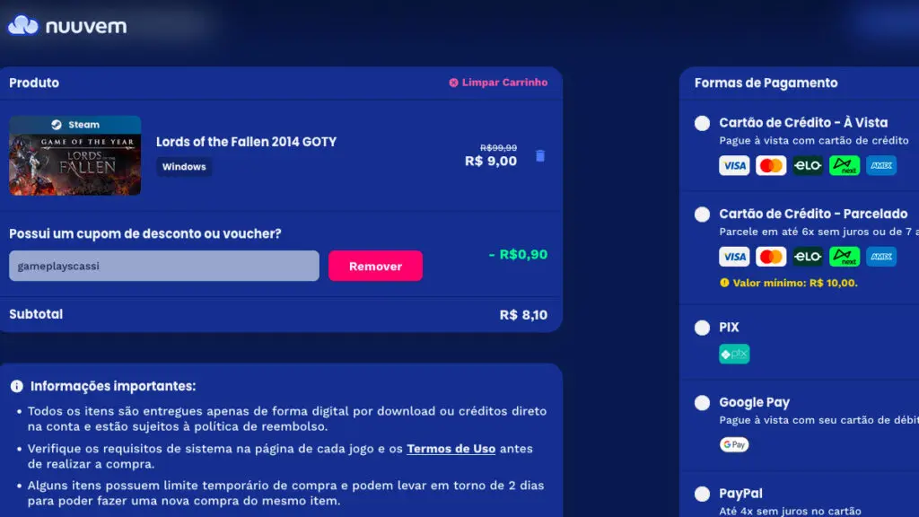 Página de Lords of the Fallen 2014 GOTY na Nuuvem