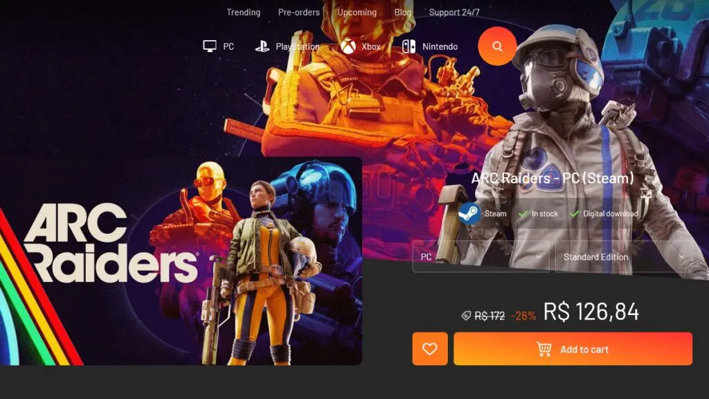 Página da promoção de ARC Raider