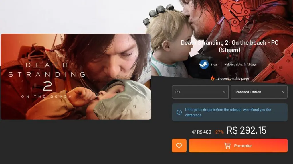Página da promoção de Death Stranding 2