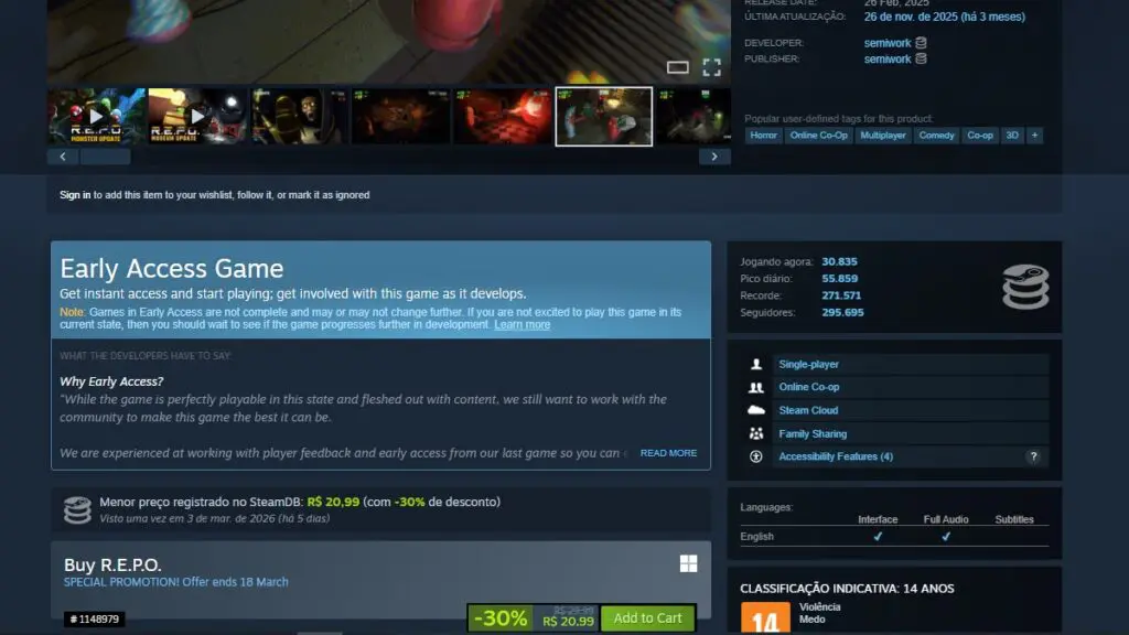 Página da promoção de R.E.P.O.