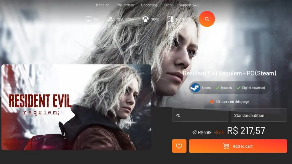 Página da promoção de Resident Evil Requiem