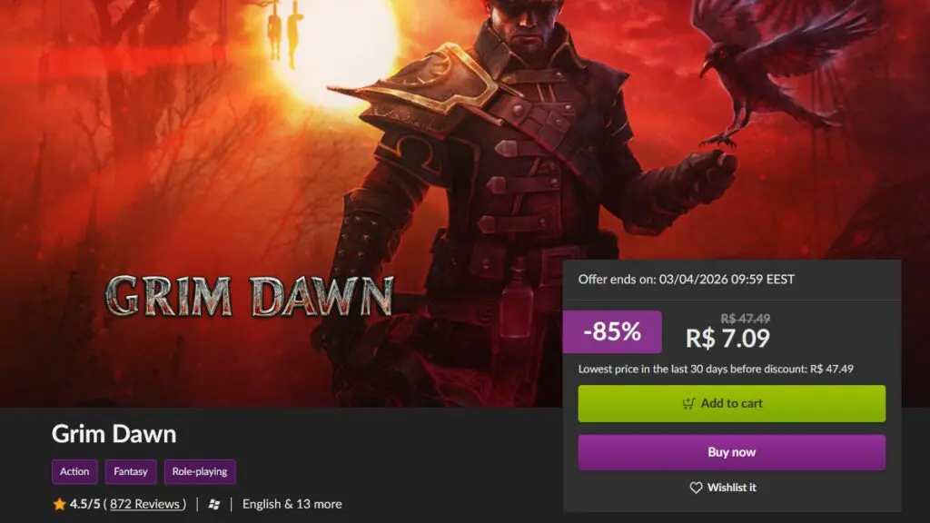 Página de Grim Dawn no GOG