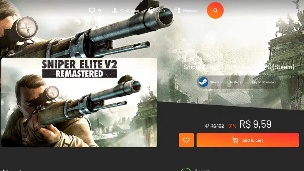 Página de Sniper Elite V2 Remastered na Instant Gaming