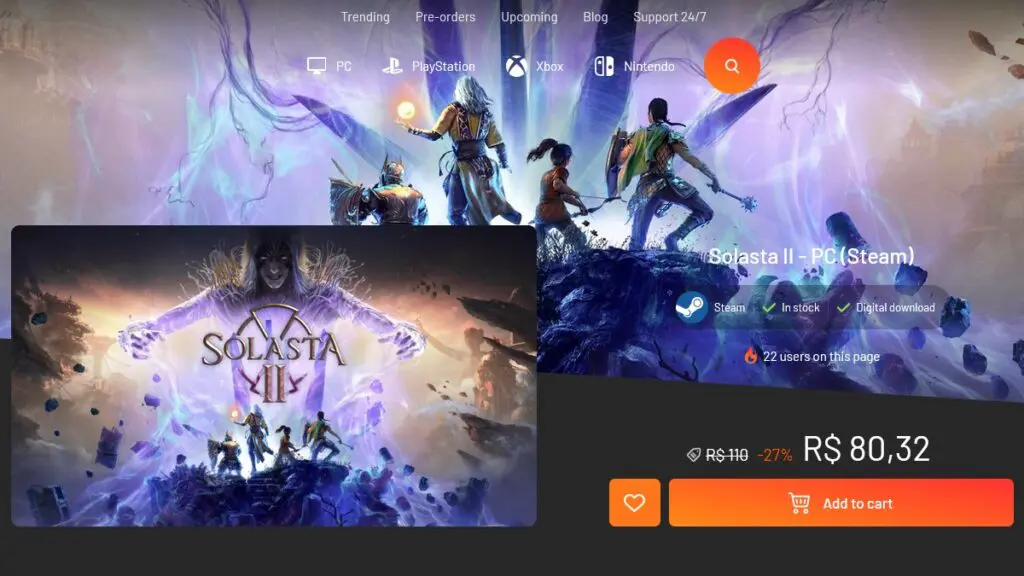 Página de Solasta 2 na Instant Gaming