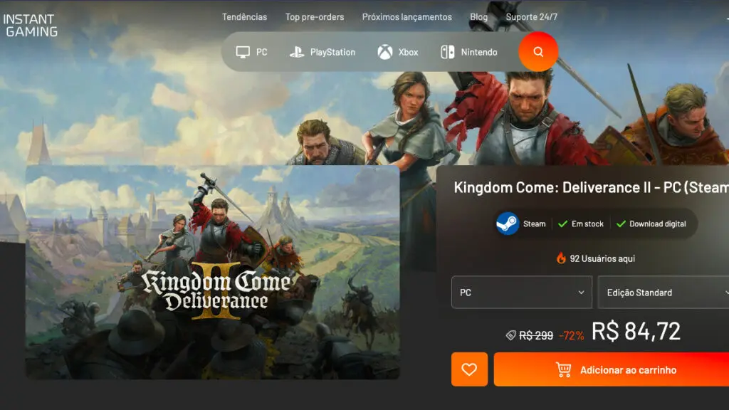 Página da promoção de Kingdom Come: Deliverance II