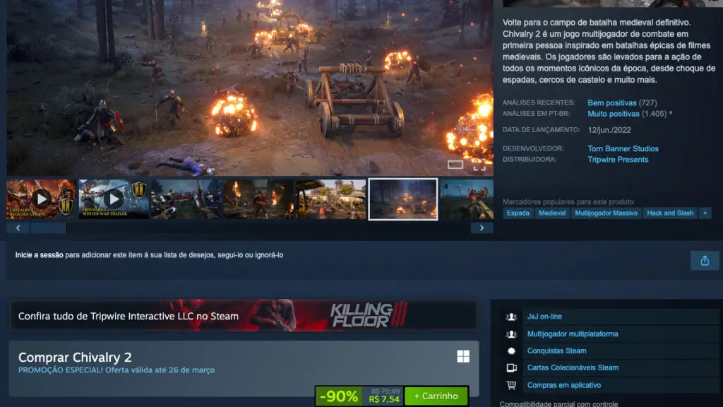 Página de Chivalry 2 no Steam