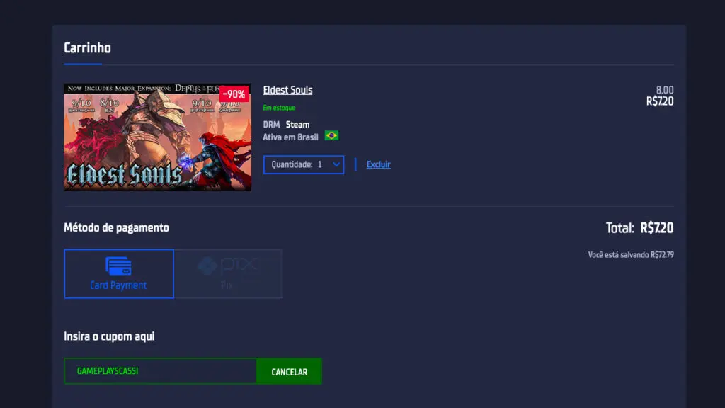 Página da promoção de Eldest Souls no GamersGate
