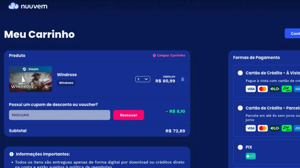 Página da promoção de Windrose