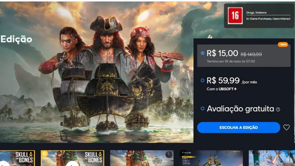 Página de Skull and Bones na Ubisoft Store