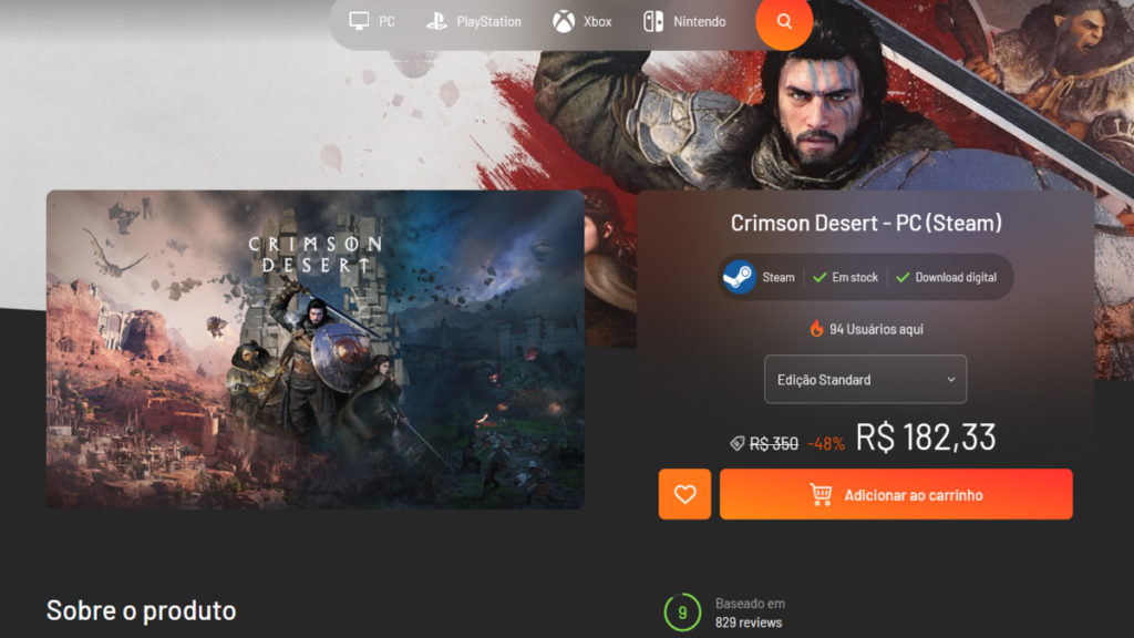 Página de Crimson Desert na Instant Gaming