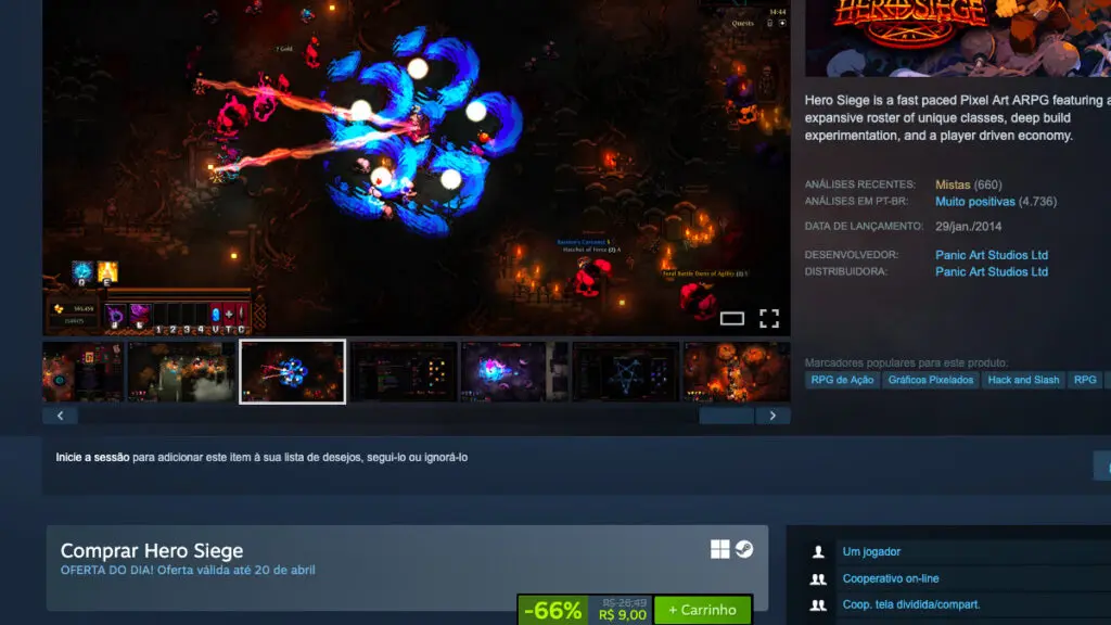 Página de Hero Siege no Steam