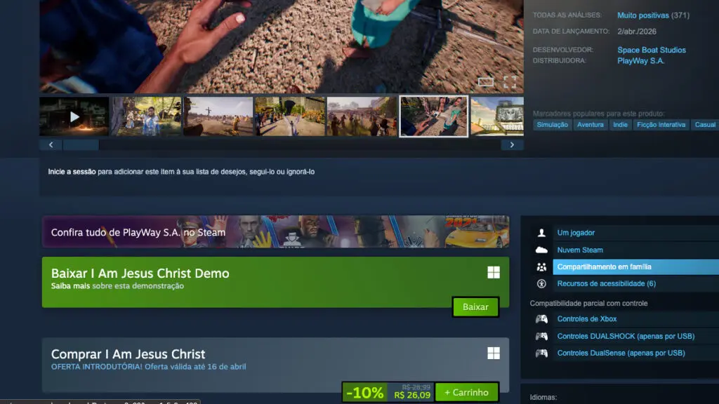 Página de I Am Jesus Christ no Steam