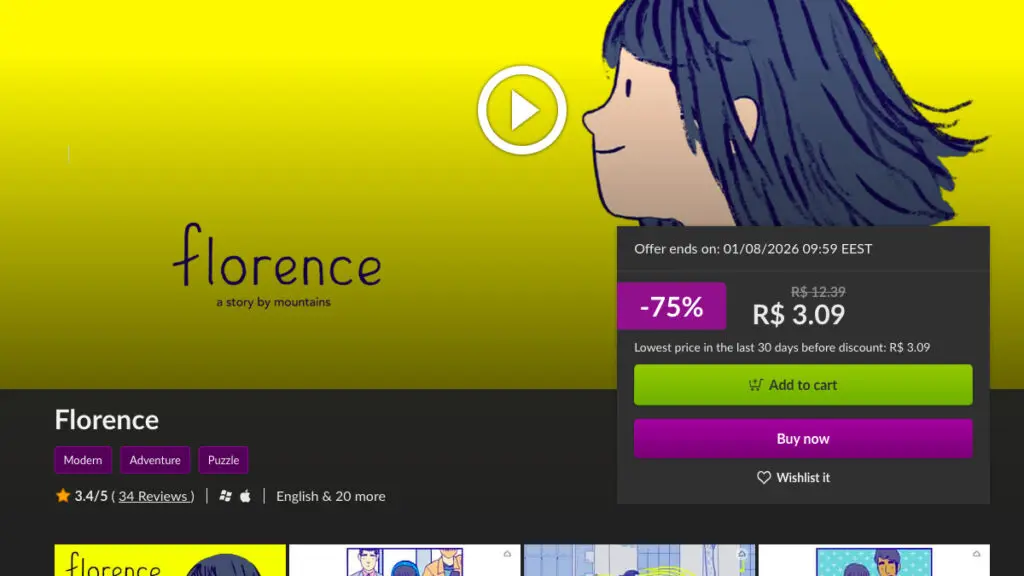 Página de Florence no GOG