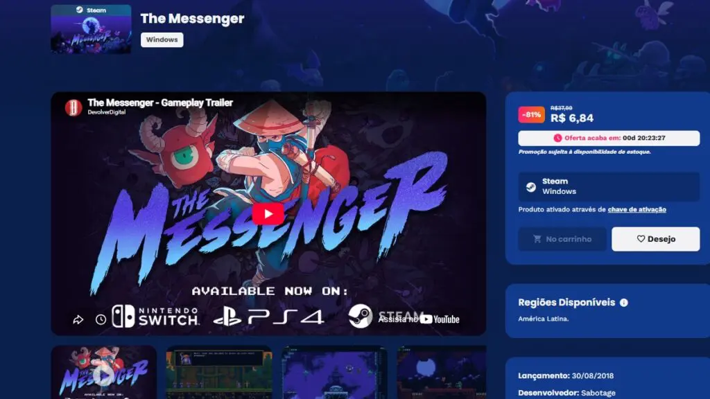 Página de The Messenger na Nuuvem