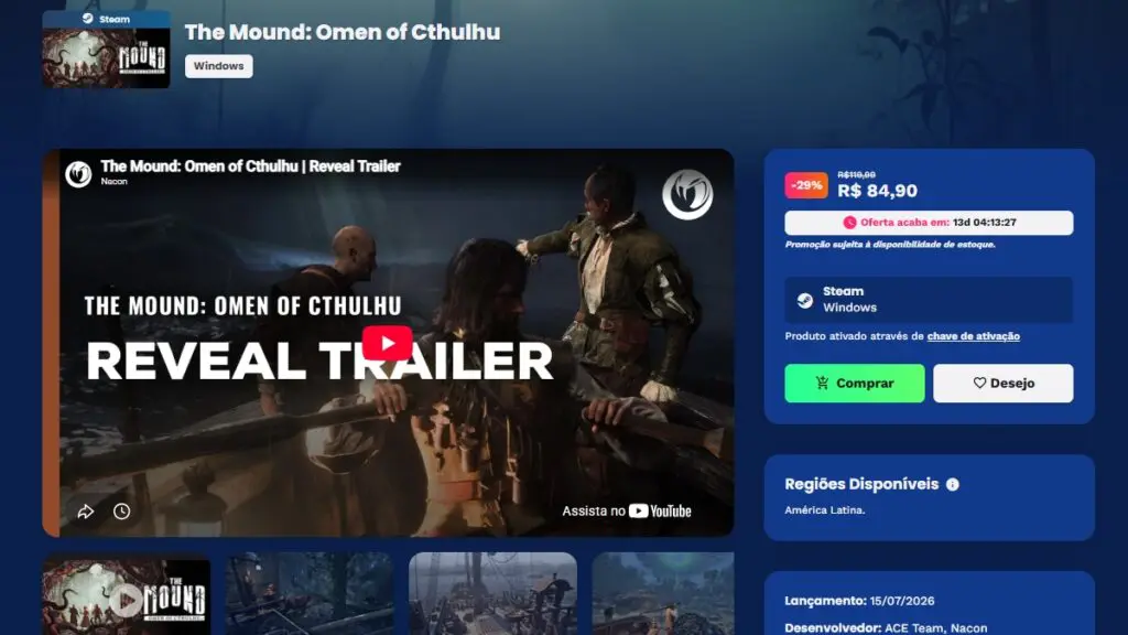 Página de The Mound Omen of Cthulhu na Nuuvem