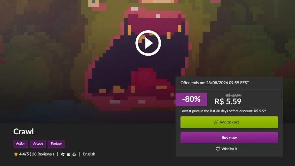 Página de Crawl no GOG