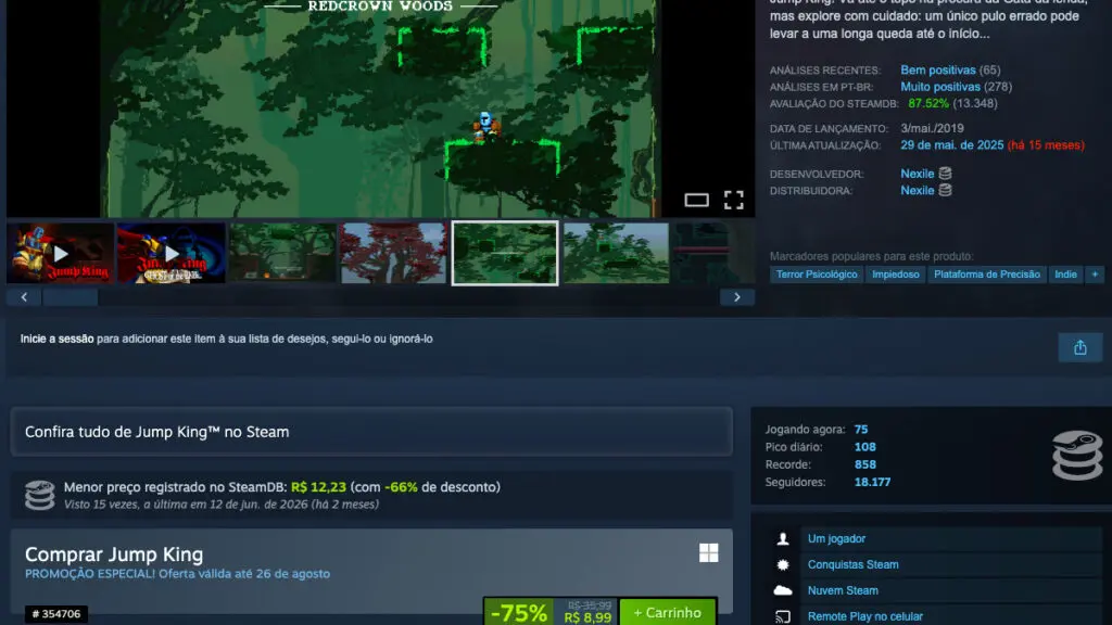 Página de Jump King no Steam